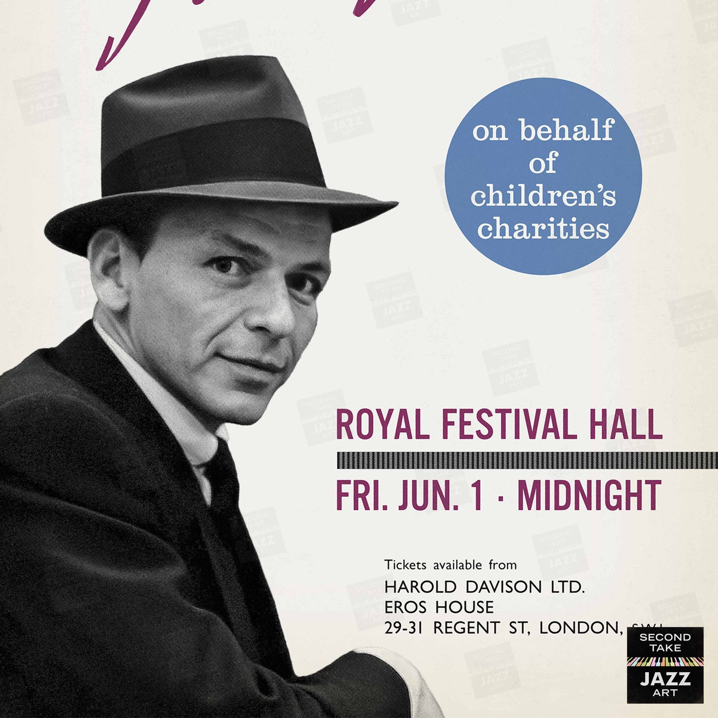 Frank Sinatra jazz poster - Live at Royal Festival Hall - London - 1962