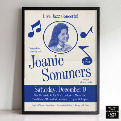 Joanie Sommers jazz poster - For Those Who Think Young - Northridge, CA - 1961