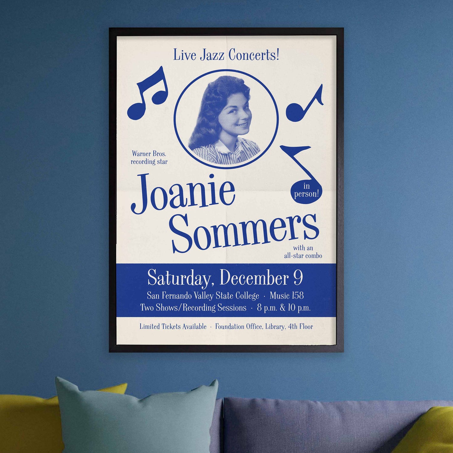 Joanie Sommers jazz poster - For Those Who Think Young - Northridge, CA - 1961