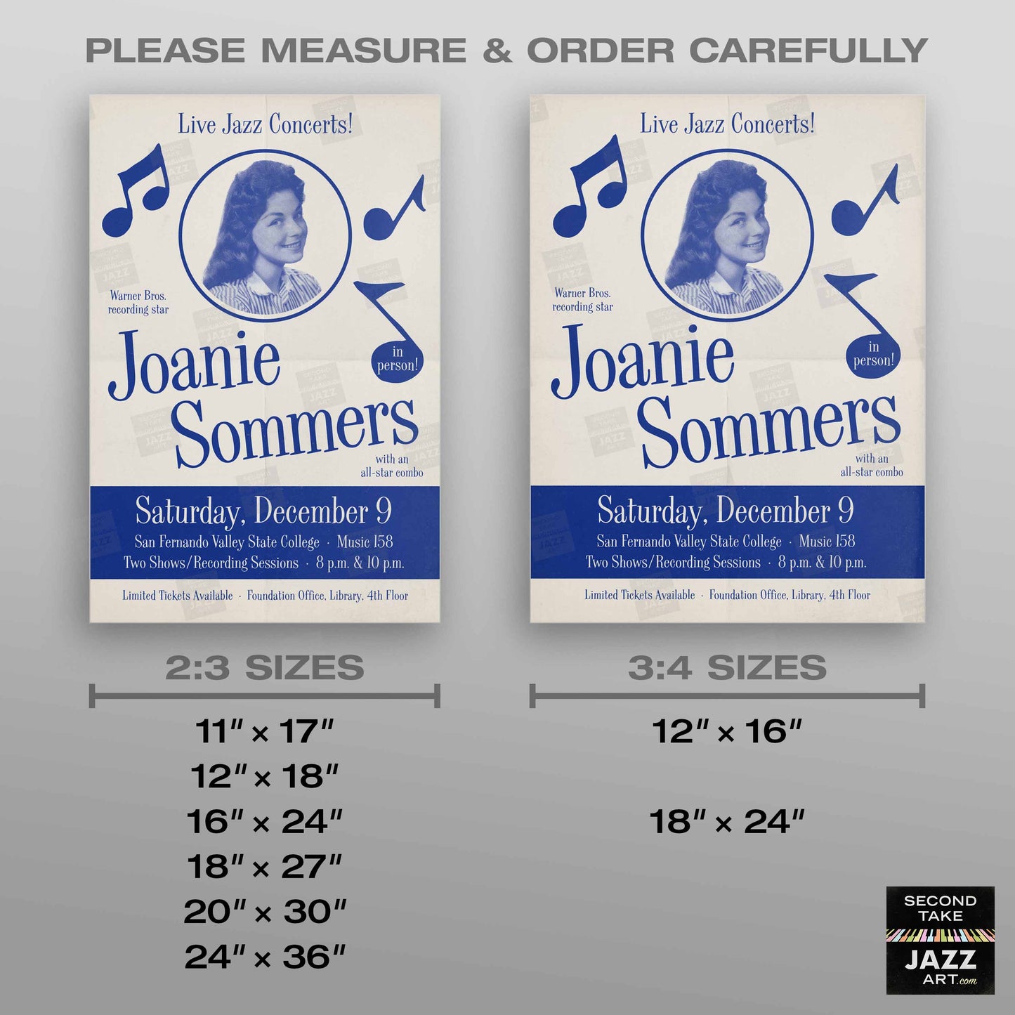 Joanie Sommers jazz poster - For Those Who Think Young - Northridge, CA - 1961