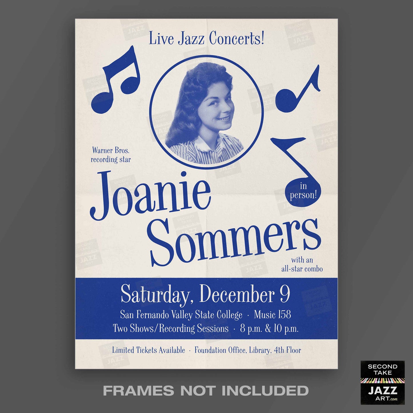 Joanie Sommers jazz poster - For Those Who Think Young - Northridge, CA - 1961