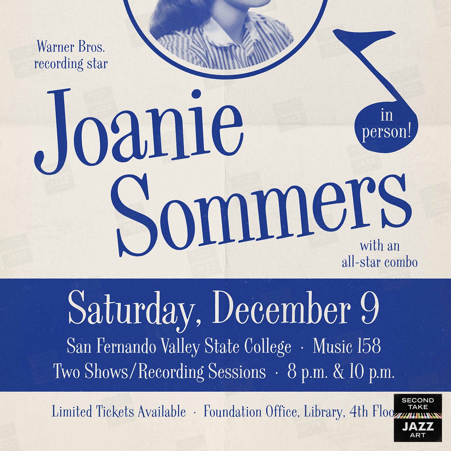 Joanie Sommers jazz poster - For Those Who Think Young - Northridge, CA - 1961