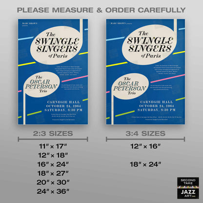 Swingle Singers - Oscar Peterson jazz poster - Carnegie Hall - 1964