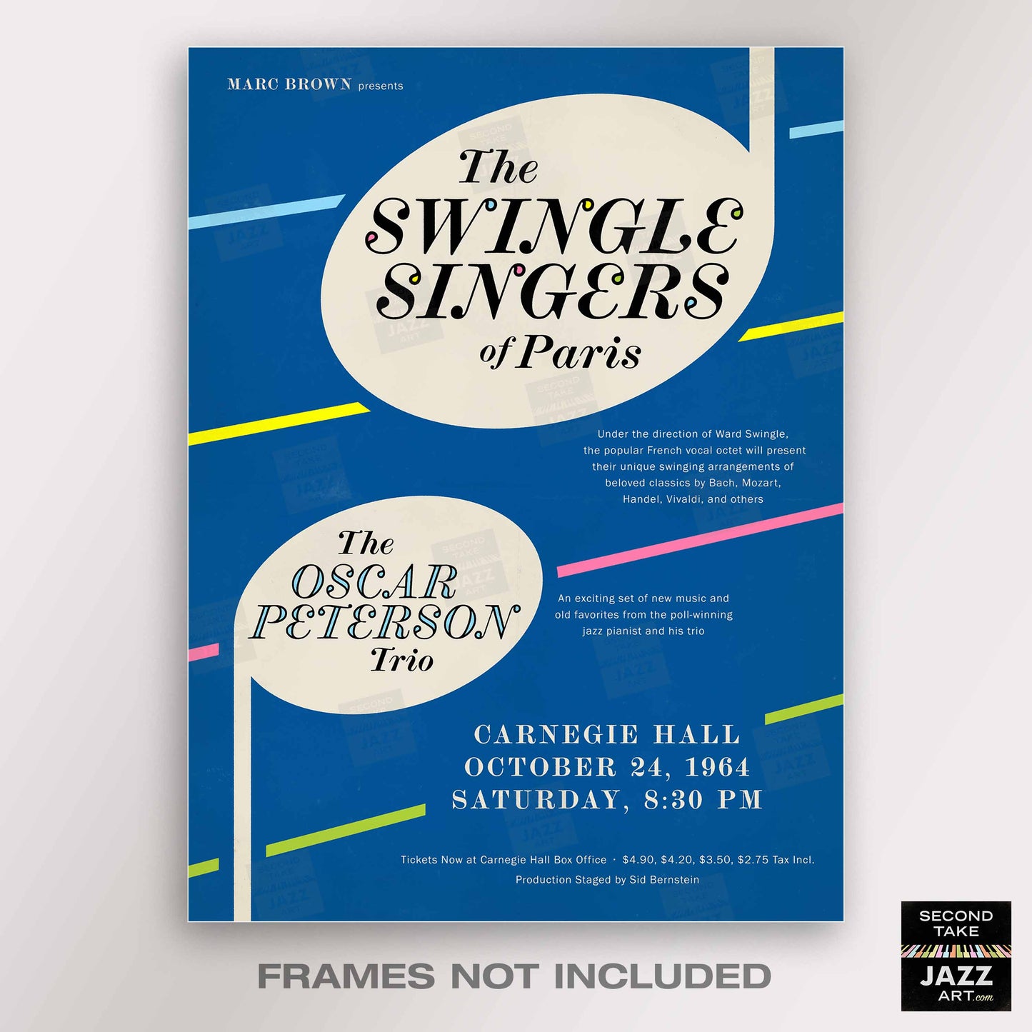 Swingle Singers - Oscar Peterson jazz poster - Carnegie Hall - 1964