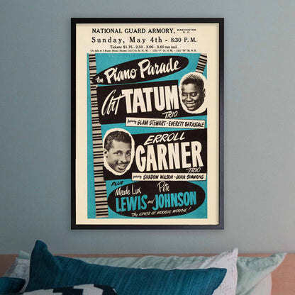 Art Tatum - Erroll Garner jazz poster - Piano Parade - Washington, DC - 1952