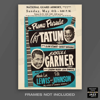 Art Tatum - Erroll Garner jazz poster - Piano Parade - Washington, DC - 1952
