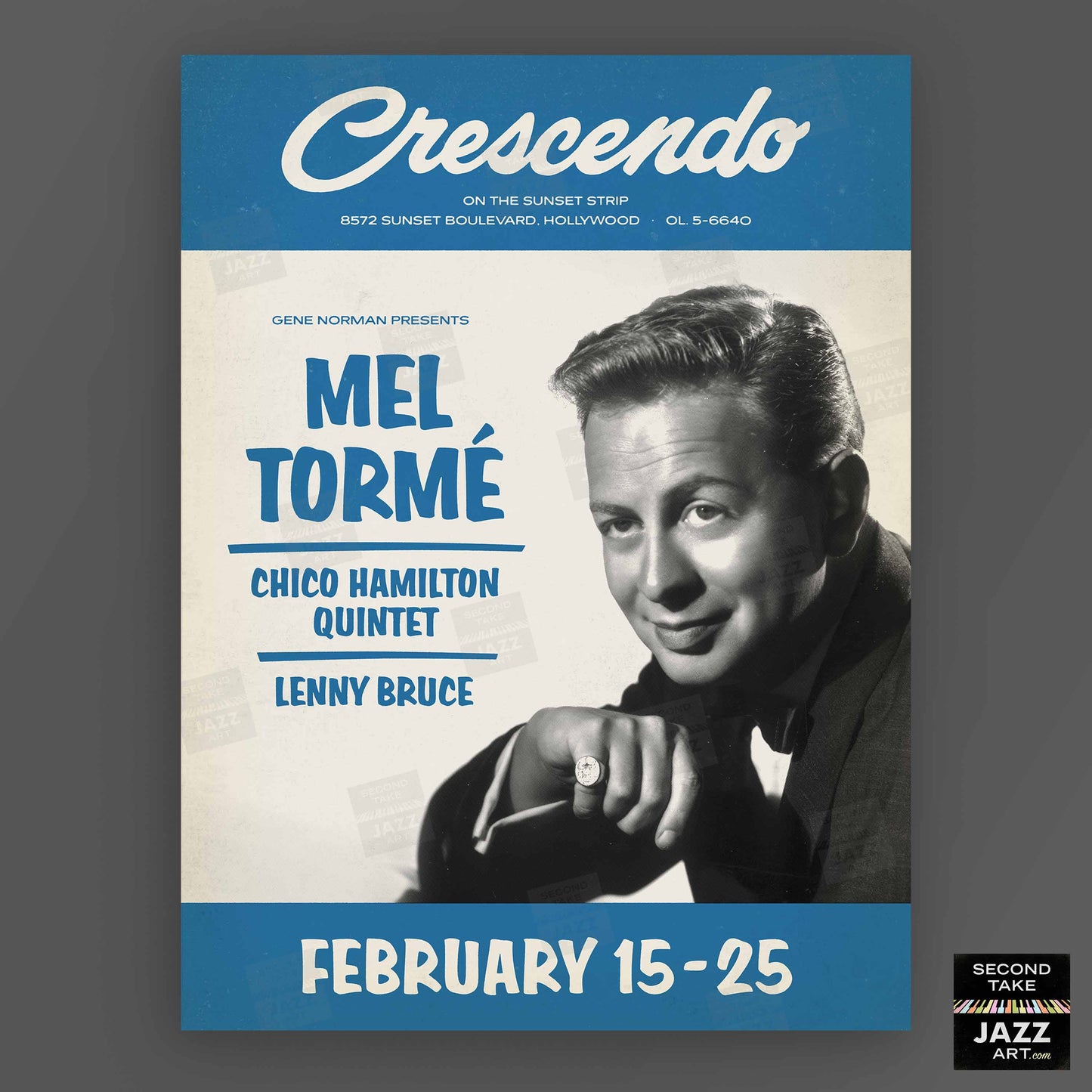 Mel Tormé jazz poster - At the Crescendo - Hollywood - 1957