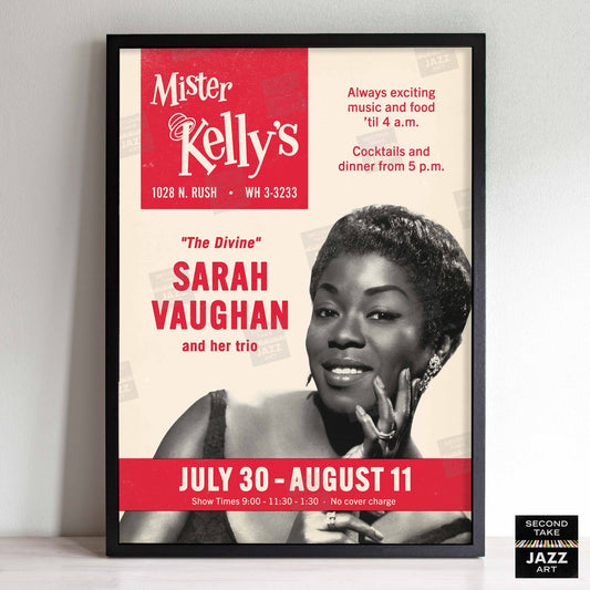 Sarah Vaughan jazz poster - Live at Mister Kelly's - Chicago - 1957