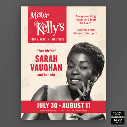 Sarah Vaughan jazz poster - Live at Mister Kelly's - Chicago - 1957