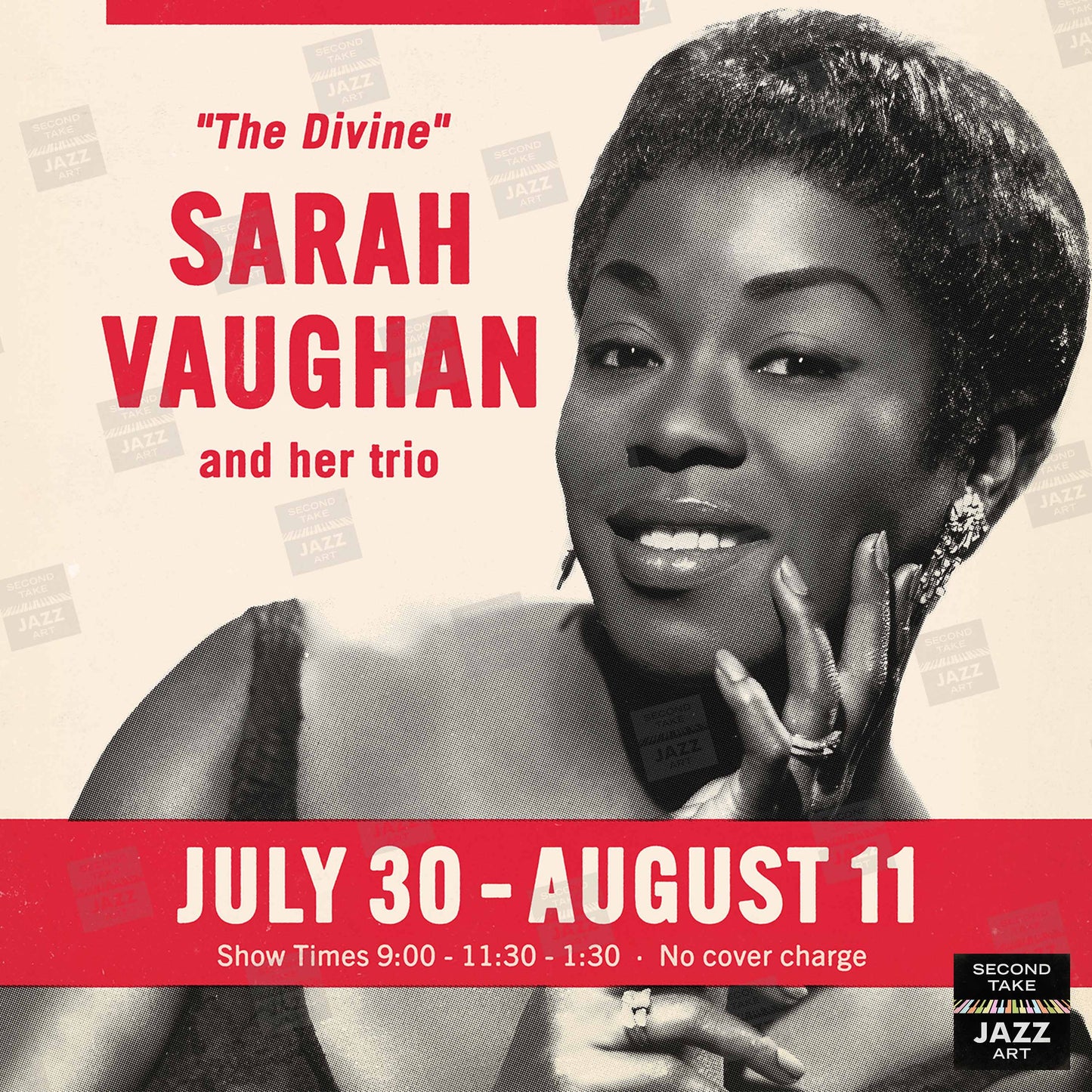 Sarah Vaughan jazz poster - Live at Mister Kelly's - Chicago - 1957