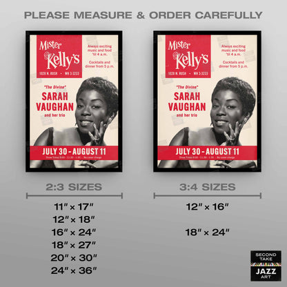 Sarah Vaughan jazz poster - Live at Mister Kelly's - Chicago - 1957