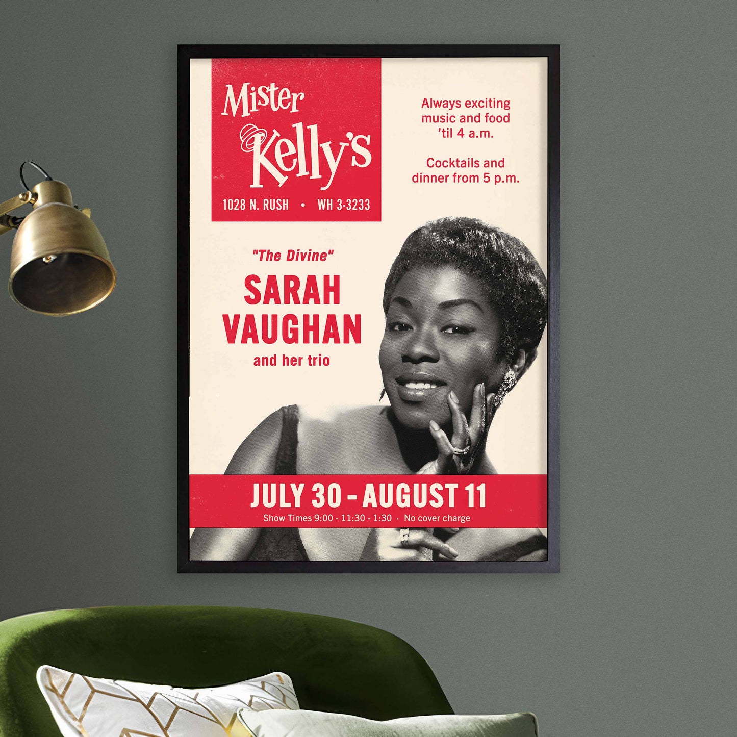 Sarah Vaughan jazz poster - Live at Mister Kelly's - Chicago - 1957