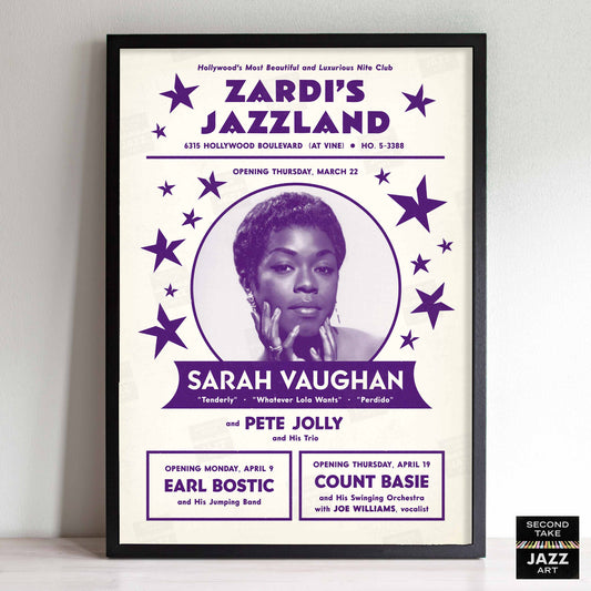 Sarah Vaughan jazz poster - Zardi's Jazzland - Hollywood - 1956