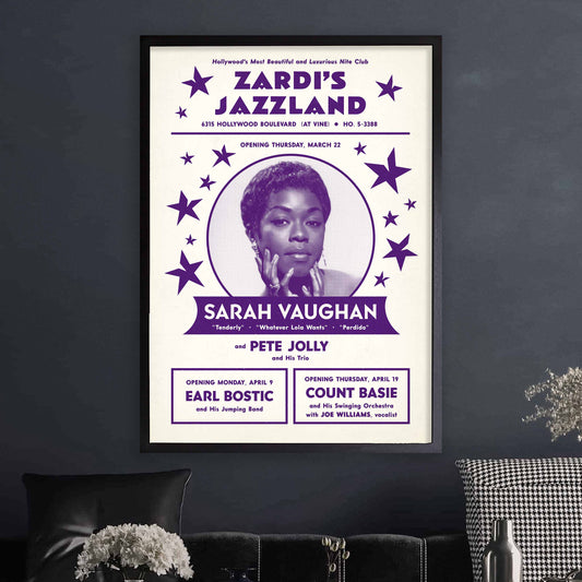 Sarah Vaughan jazz poster - Zardi's Jazzland - Hollywood - 1956