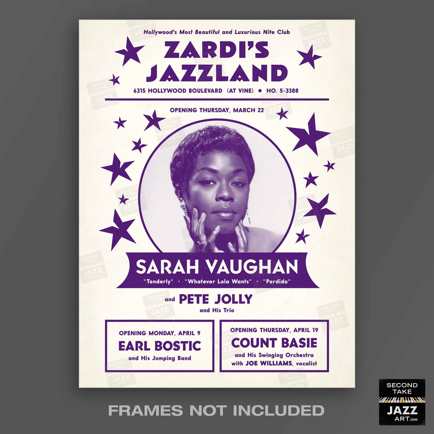 Sarah Vaughan jazz poster - Zardi's Jazzland - Hollywood - 1956