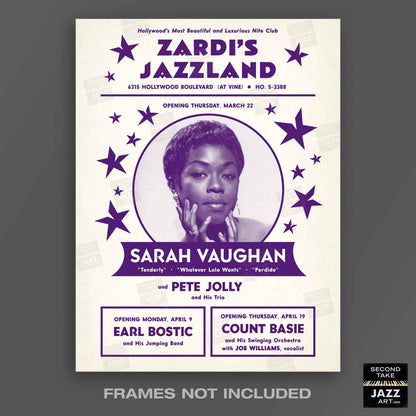 Sarah Vaughan jazz poster - Zardi's Jazzland - Hollywood - 1956