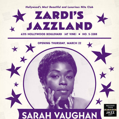 Sarah Vaughan jazz poster - Zardi's Jazzland - Hollywood - 1956