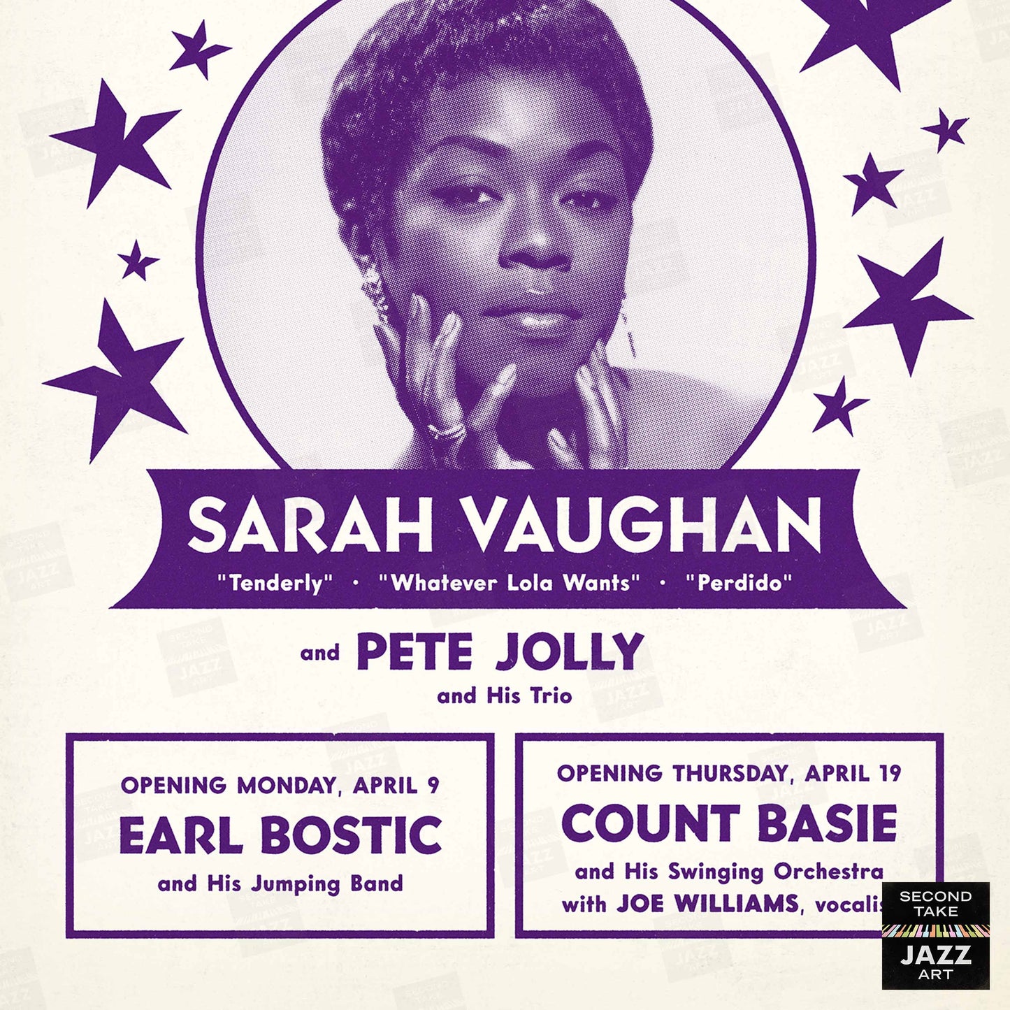 Sarah Vaughan jazz poster - Zardi's Jazzland - Hollywood - 1956