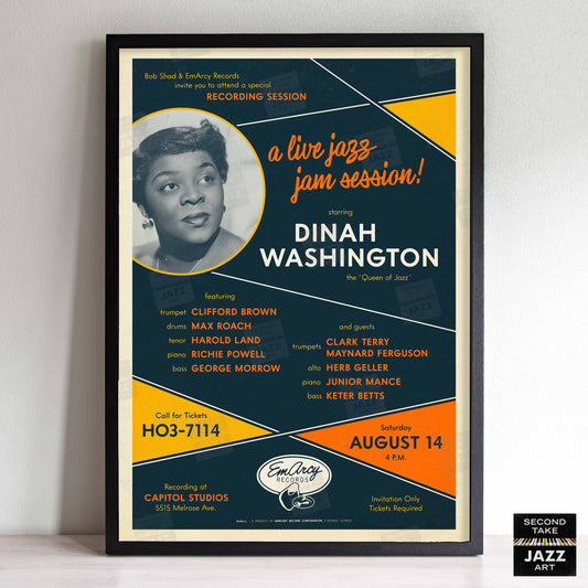 Dinah Washington jazz poster - Dinah Jams - Hollywood - 1954