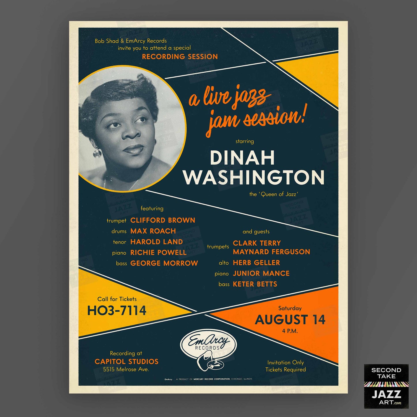 Dinah Washington jazz poster - Dinah Jams - Hollywood - 1954