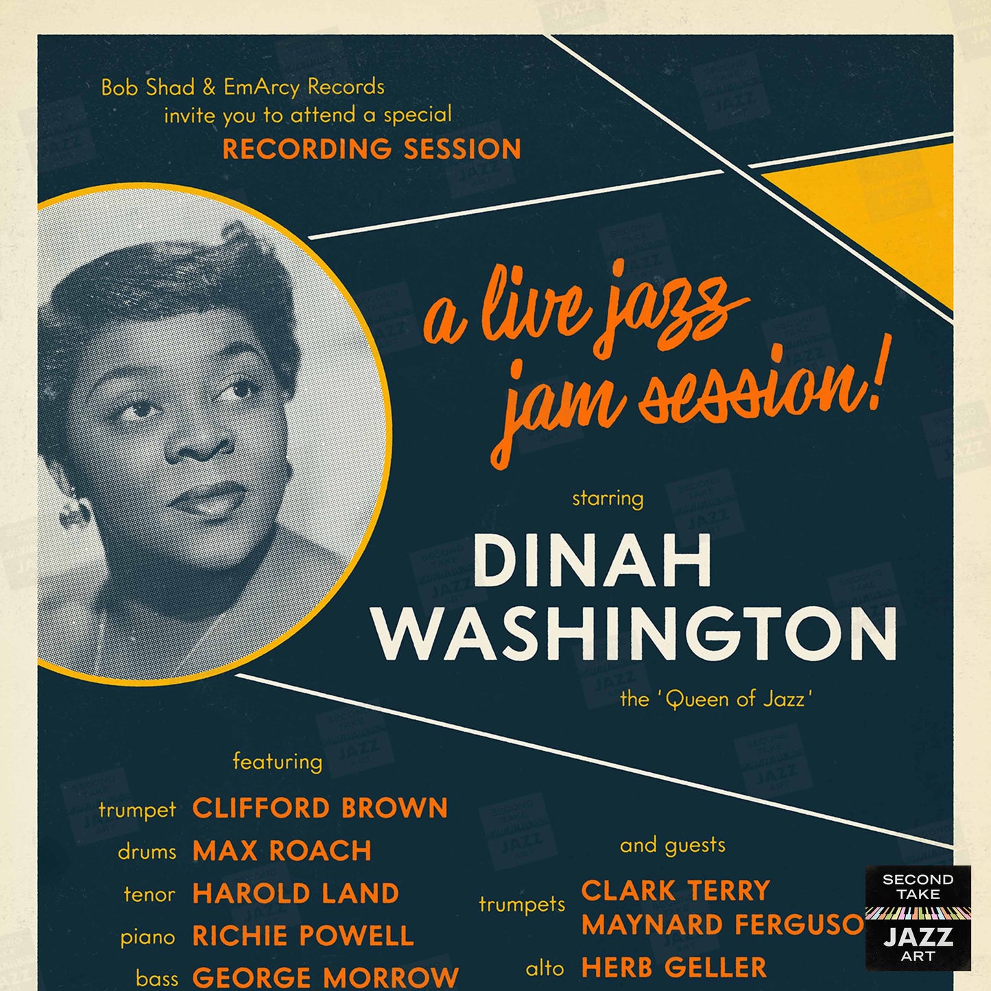 Dinah Washington jazz poster - Dinah Jams - Hollywood - 1954