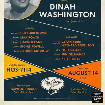 Dinah Washington jazz poster - Dinah Jams - Hollywood - 1954