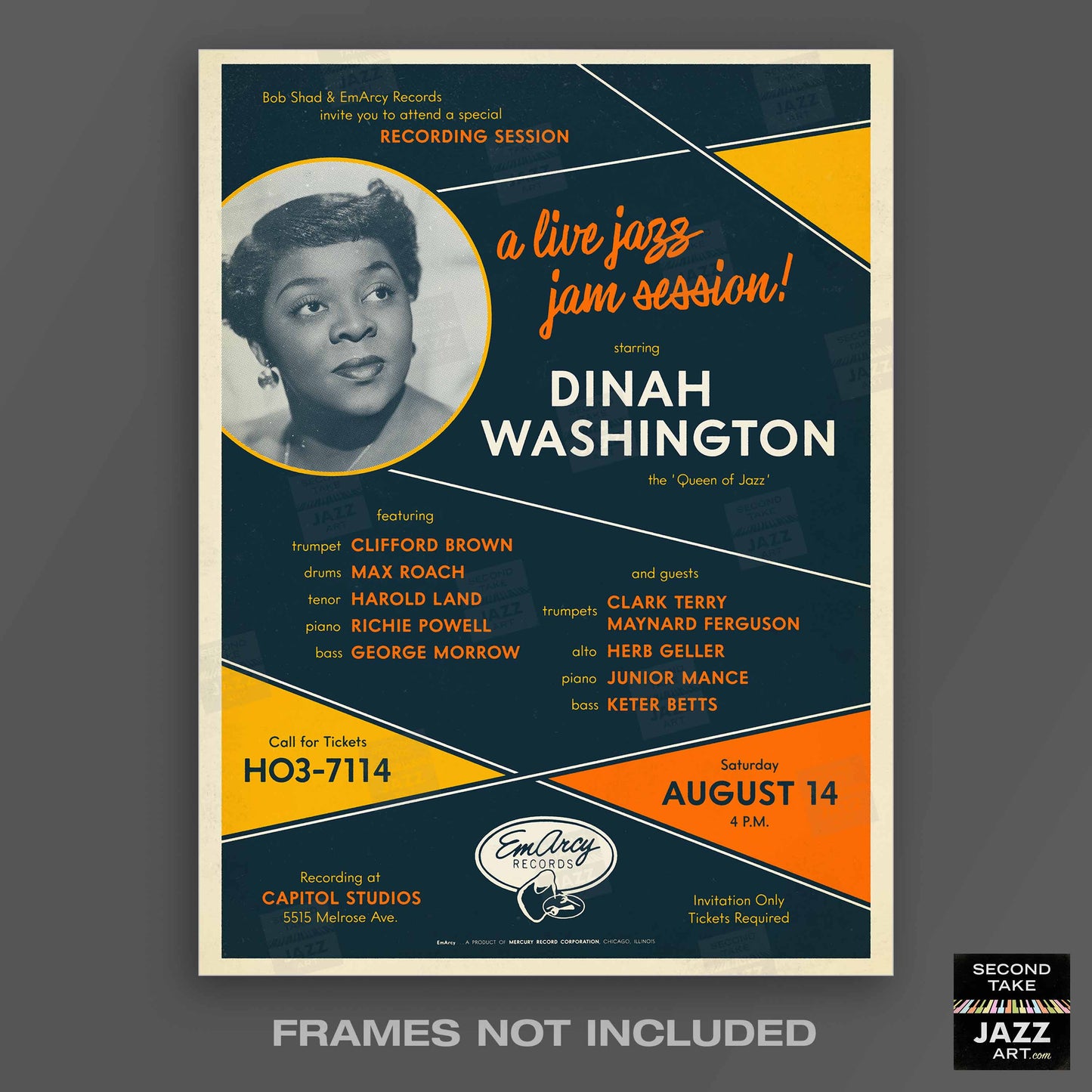 Dinah Washington jazz poster - Dinah Jams - Hollywood - 1954