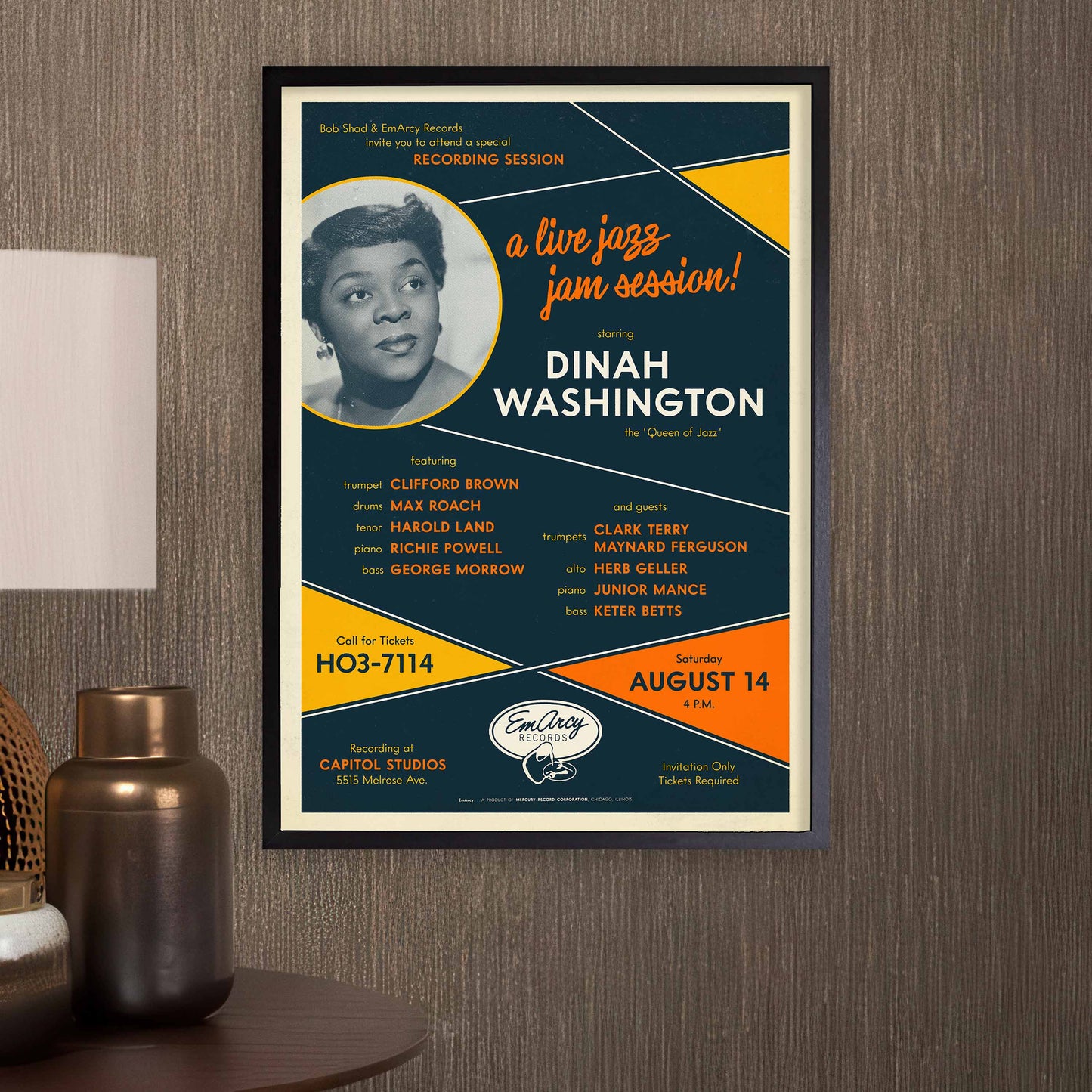 Dinah Washington jazz poster - Dinah Jams - Hollywood - 1954