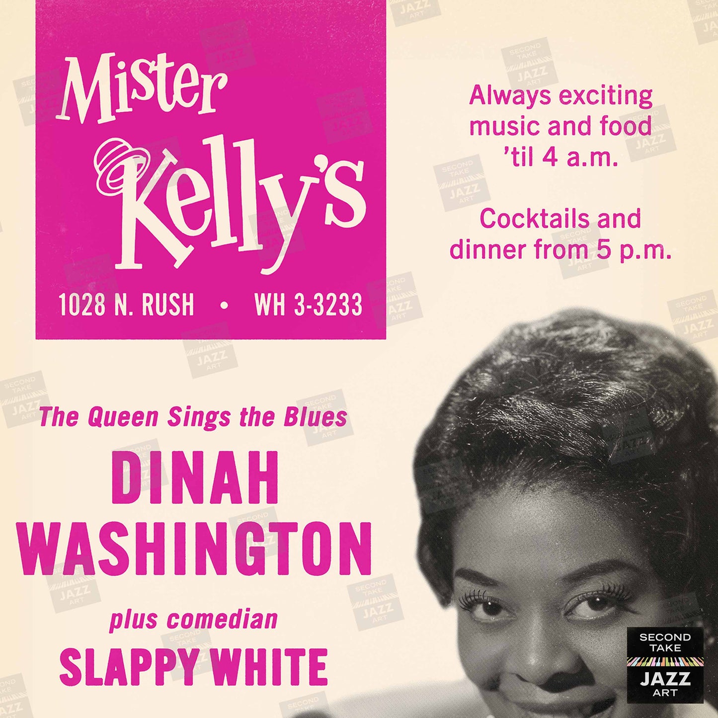 Dinah Washington jazz poster - Mister Kelly's - Chicago - 1957