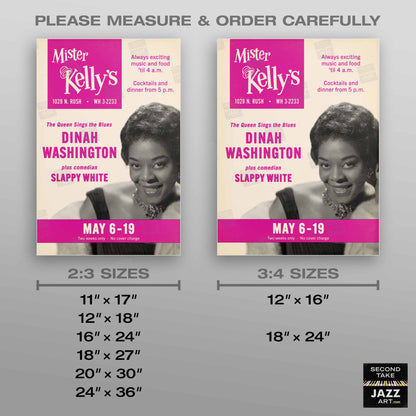 Dinah Washington jazz poster - Mister Kelly's - Chicago - 1957