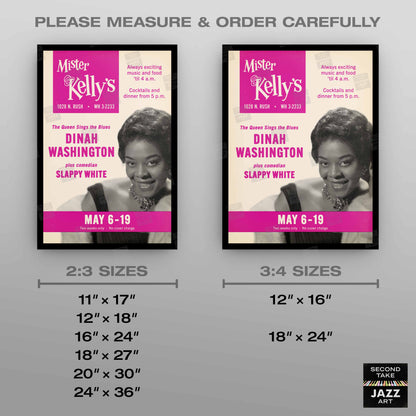 Dinah Washington jazz poster - Mister Kelly's - Chicago - 1957