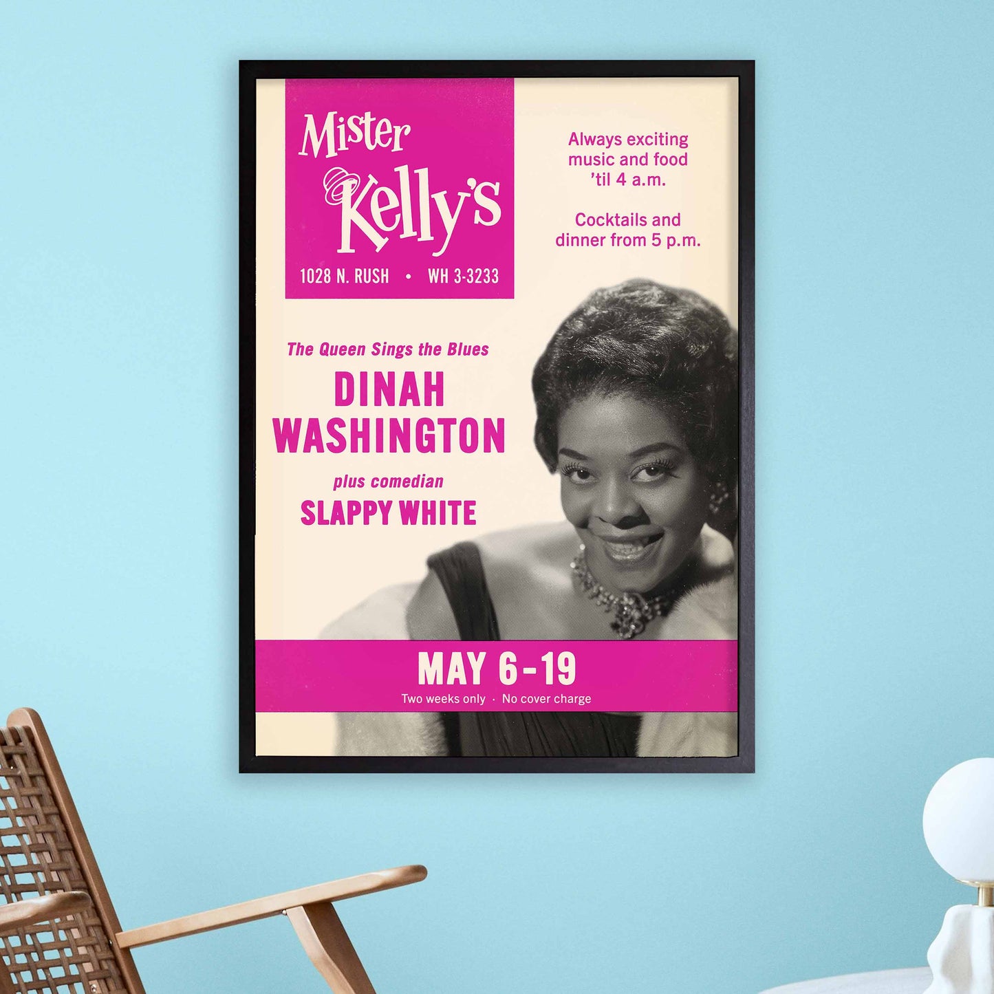 Dinah Washington jazz poster - Mister Kelly's - Chicago - 1957