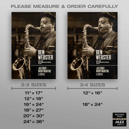 Ben Webster jazz poster - Live at Jazzhus Montmartre - 1965