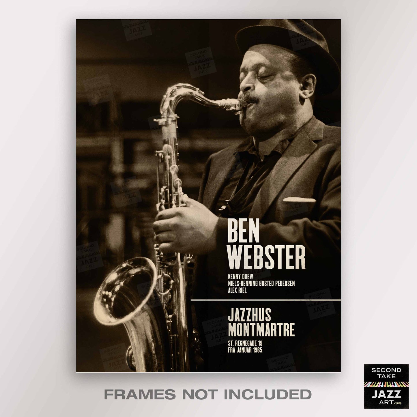 Ben Webster jazz poster - Live at Jazzhus Montmartre - 1965