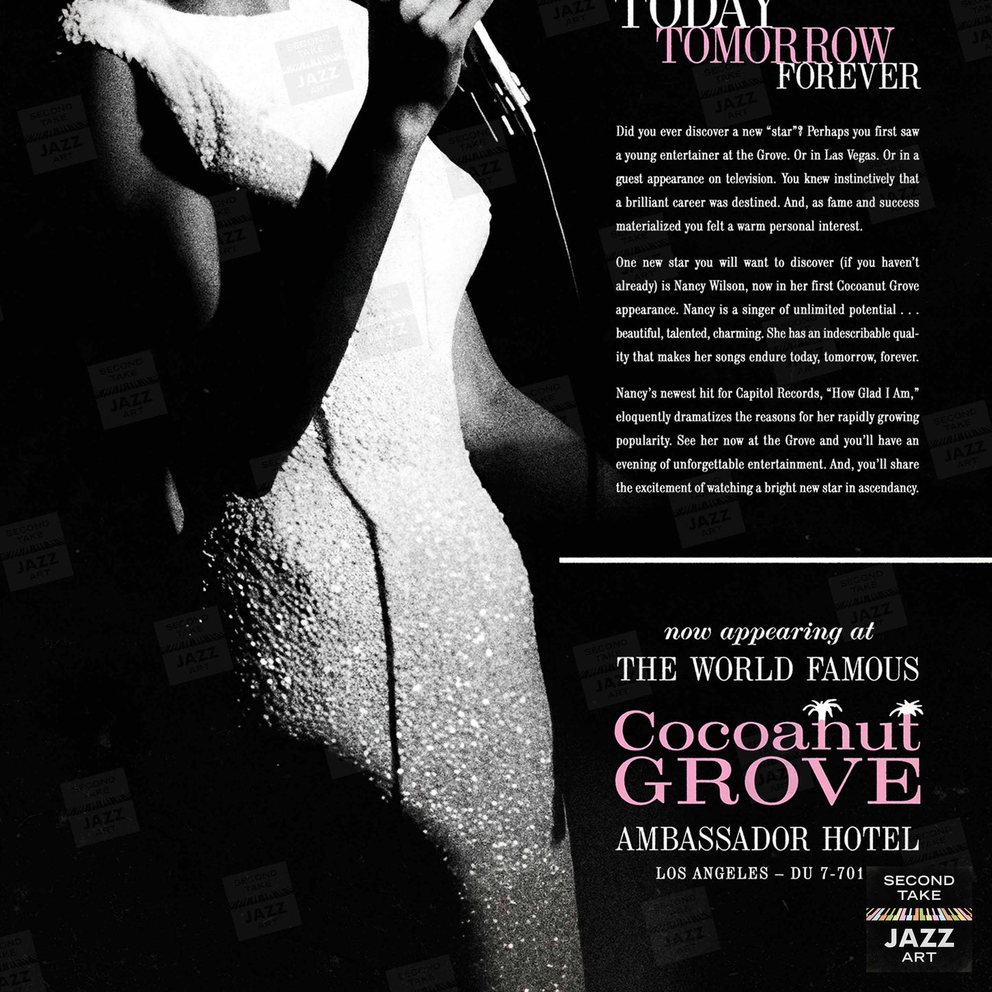 Nancy Wilson jazz poster - Live at the Cocoanut Grove - Los Angeles - 1964