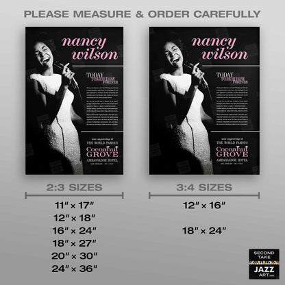 Nancy Wilson jazz poster - Live at the Cocoanut Grove - Los Angeles - 1964