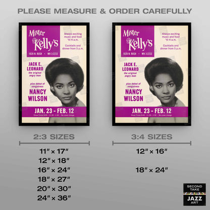 Nancy Wilson jazz poster - Mister Kelly's - Chicago - 1961
