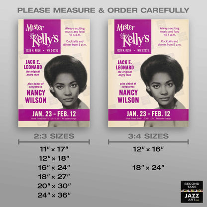 Nancy Wilson jazz poster - Mister Kelly's - Chicago - 1961