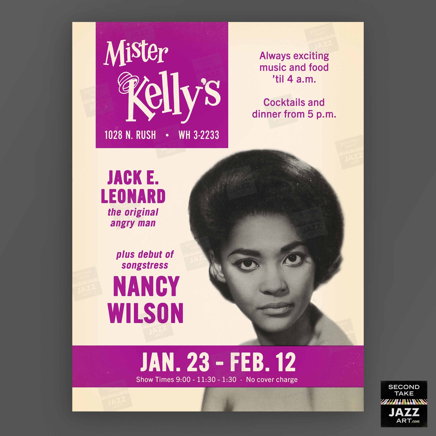 Nancy Wilson jazz poster - Mister Kelly's - Chicago - 1961