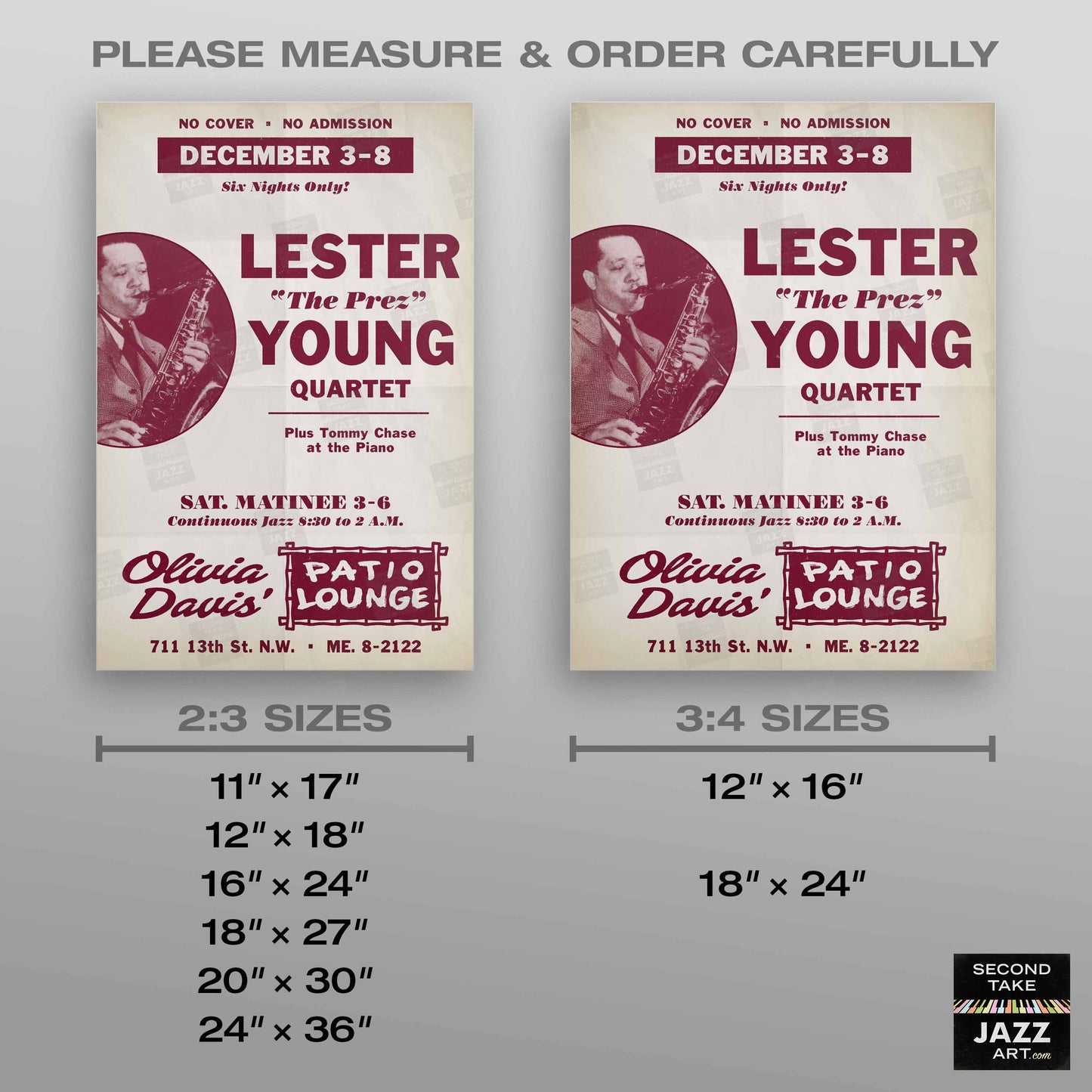 Lester Young jazz poster - Live in Washington, DC - 1956