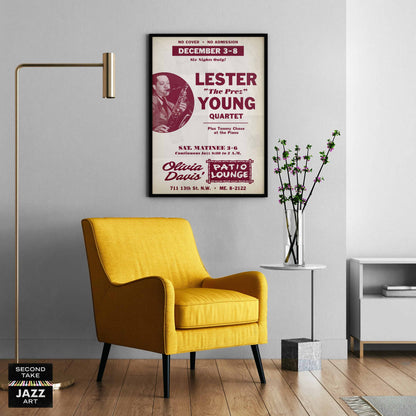 Lester Young jazz poster - Live in Washington, DC - 1956