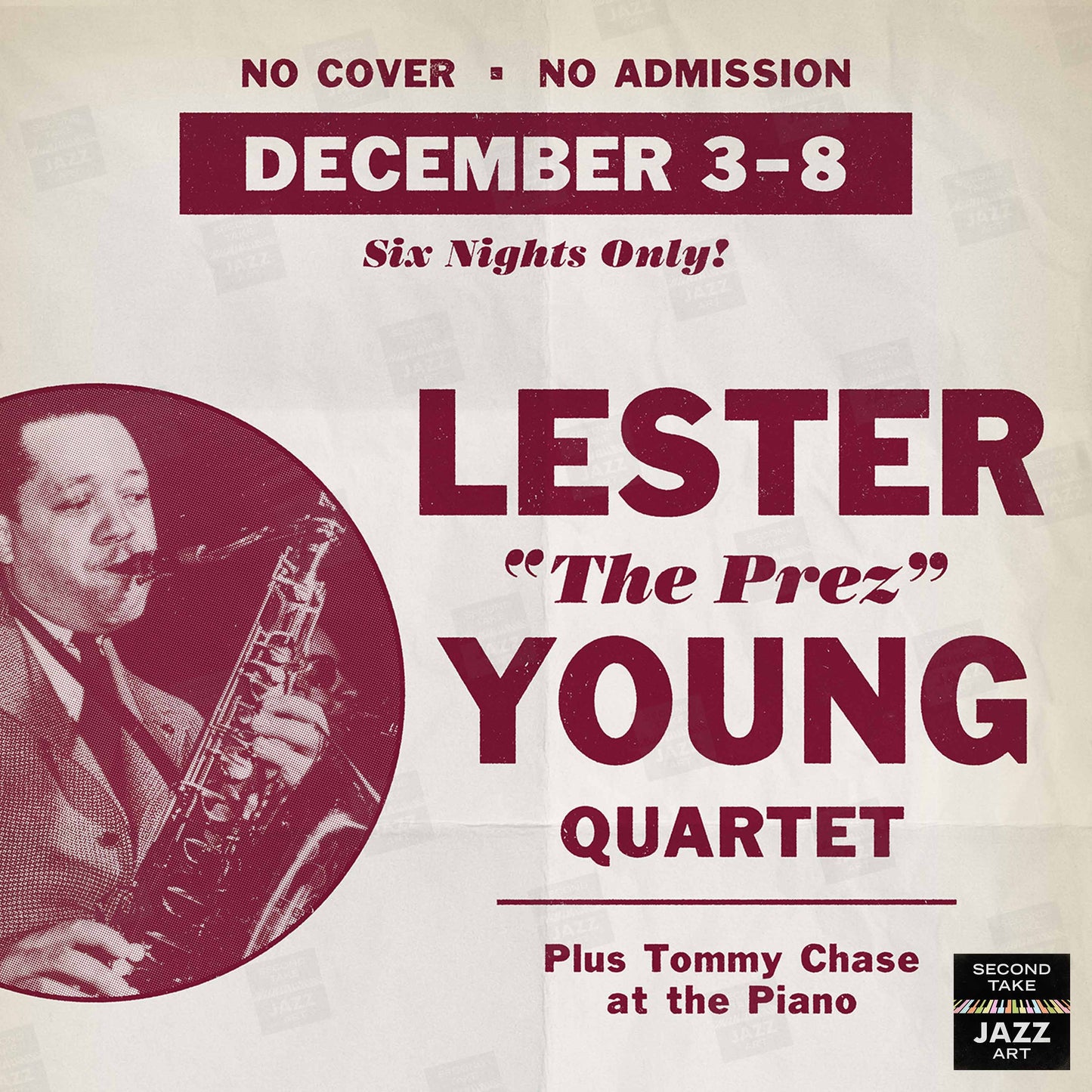 Lester Young jazz poster - Live in Washington, DC - 1956