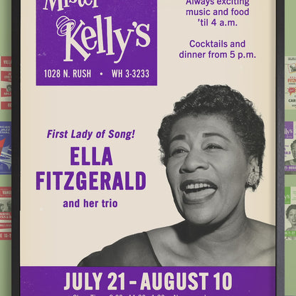 Ella Fitzgerald jazz poster - Live at Mister Kelly's - Chicago - 1958