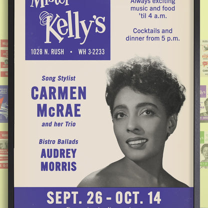 Carmen McRae jazz poster - Mister Kelly's - Chicago - 1956