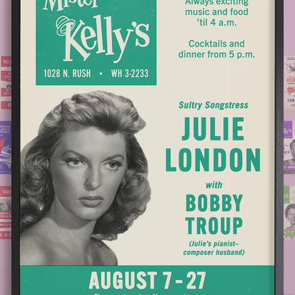 Julie London jazz poster - Mister Kelly's - Chicago - 1961