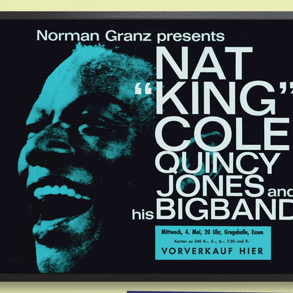 Nat King Cole - Quincy Jones Big Band jazz poster - Essen - 1960 (blue variant)