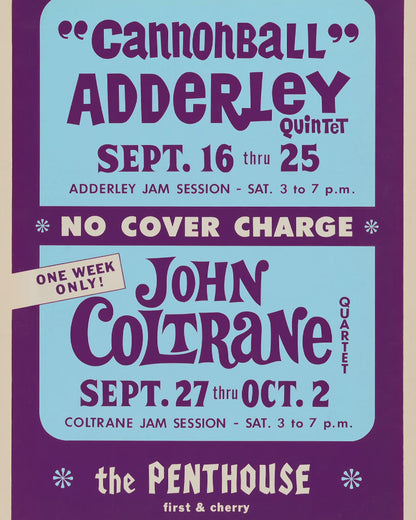 Cannonball Adderley - John Coltrane jazz poster - Penthouse - 1965