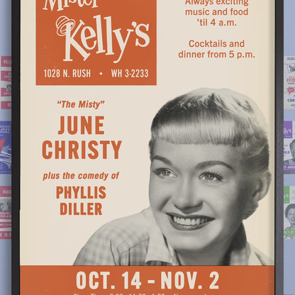 June Christy jazz poster - Mister Kelly's - Chicago - 1958