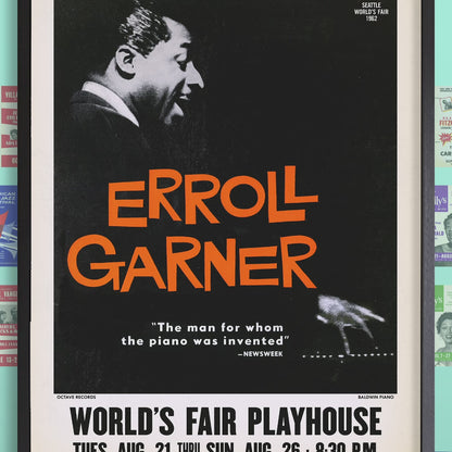Erroll Garner jazz poster - One World Concert - Seattle World's Fair - 1962