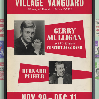 Gerry Mulligan Concert Jazz Band jazz poster - At the Village Vanguard - Bernard Peiffer - 1960